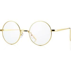 New Pro Acme Retro Round Gold Metal Frame Clear Lens Non Prescription Glasses